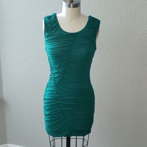 Green Ruched Mini Dress